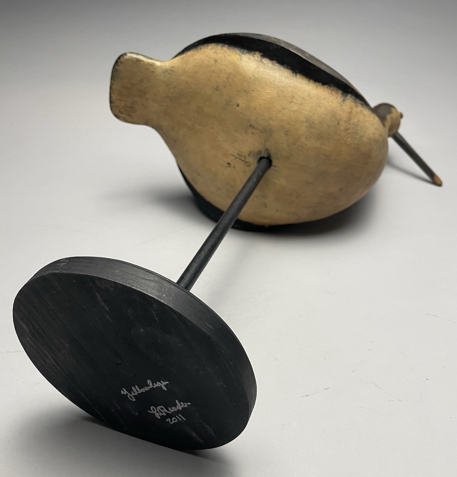 Larry Reader Maryland C. 2011 Yellowlegs Shorebird Folk Art Decoy