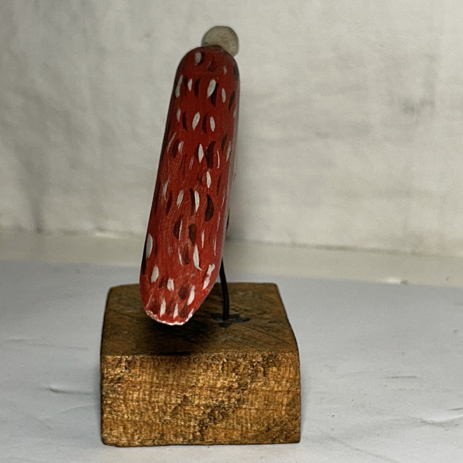 Signed bird duck decoy vintage wood hand carved & painted on stand Display 1985