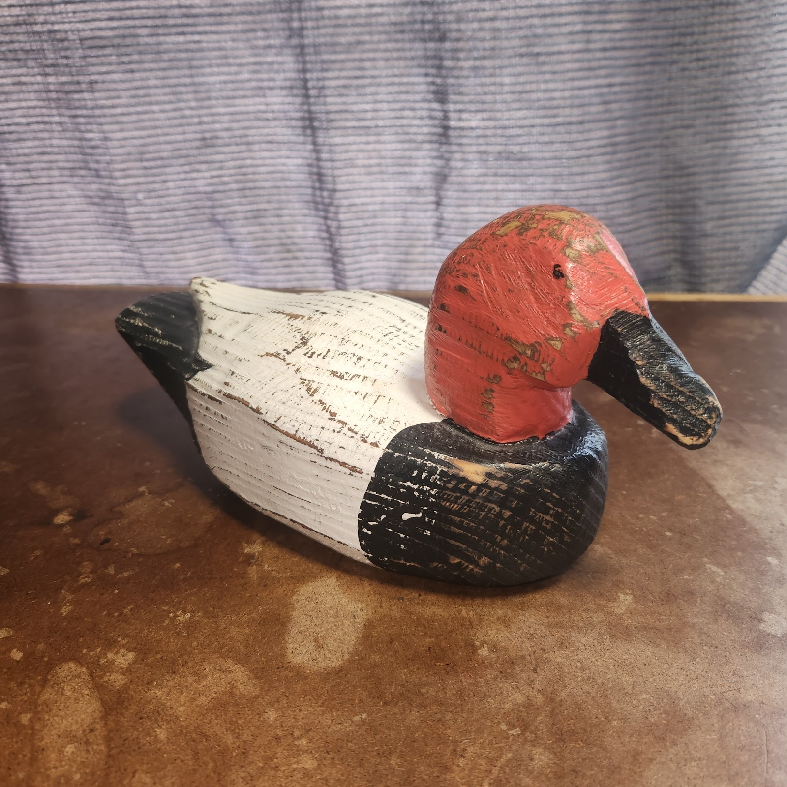 Vintage Red Head Wood Duck Decoy Solid Body Hand Carved Painted Rustic 11″ Rare