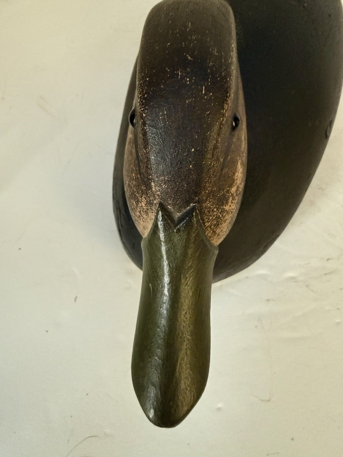 Black Duck Decoy – Joe Lincoln Style, Glass Eyes, Turned Head, Repaint, Unsigned