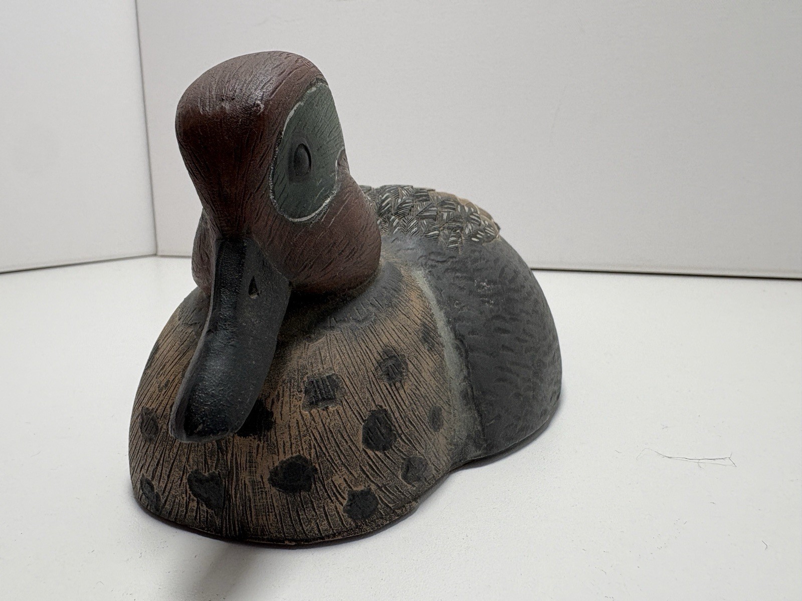 Vintage 10″ Green Winged Teal Ceramic Duck Decoy