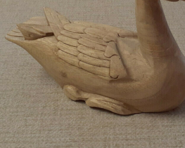 Vtg. Solid Wood Goose Decoy *Unfinished Natural Nice Detail Made in Philippines