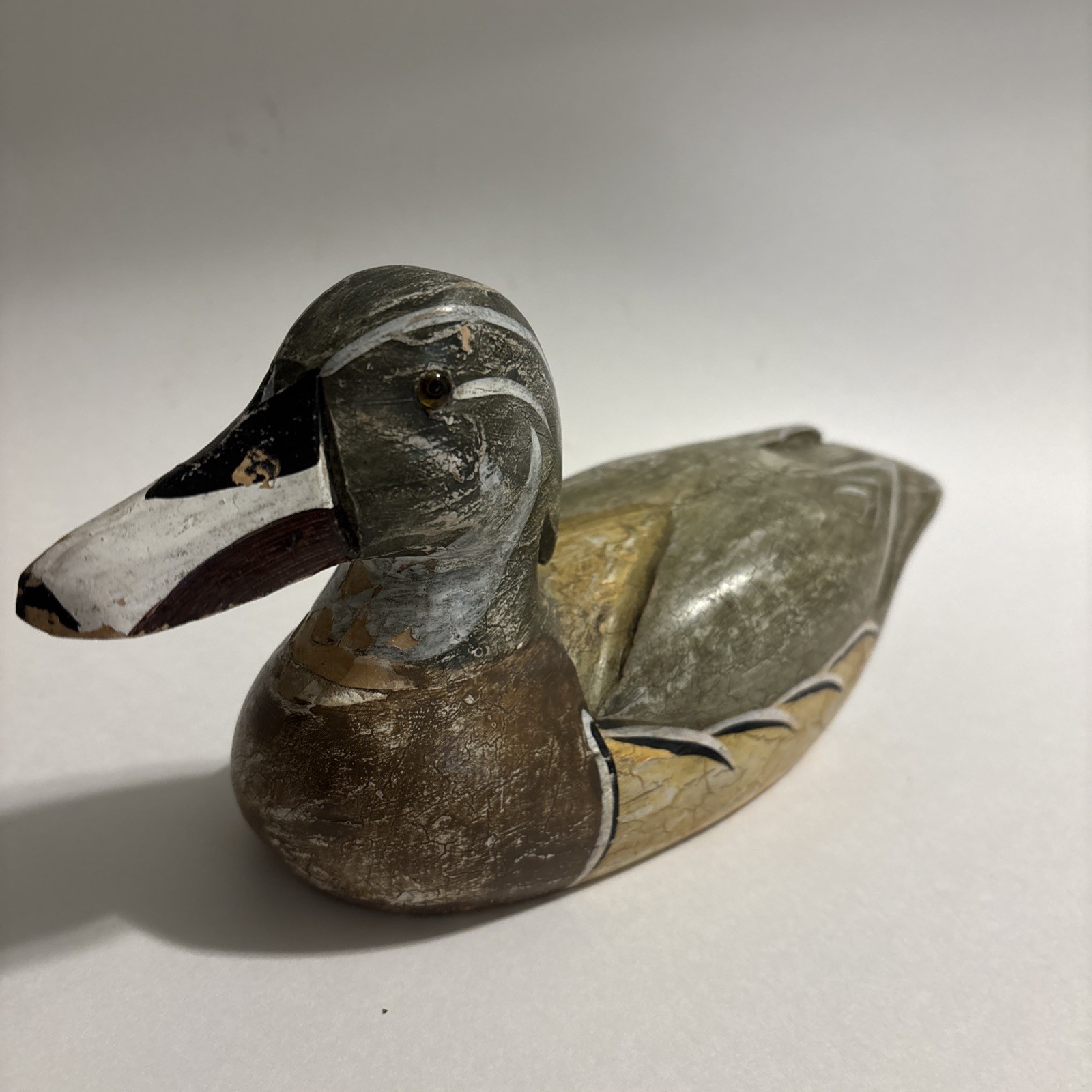 Vintage Hand Carved Widgeon Drake Duck Decoy Glass Eyes Unsigned