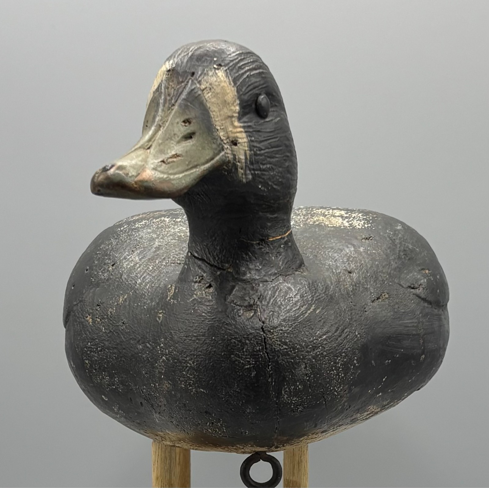 *QUEBEC* ORIGINAL PAINT *UNUSUAL* BLUEBILL ANTIQUE DUCK DECOY
