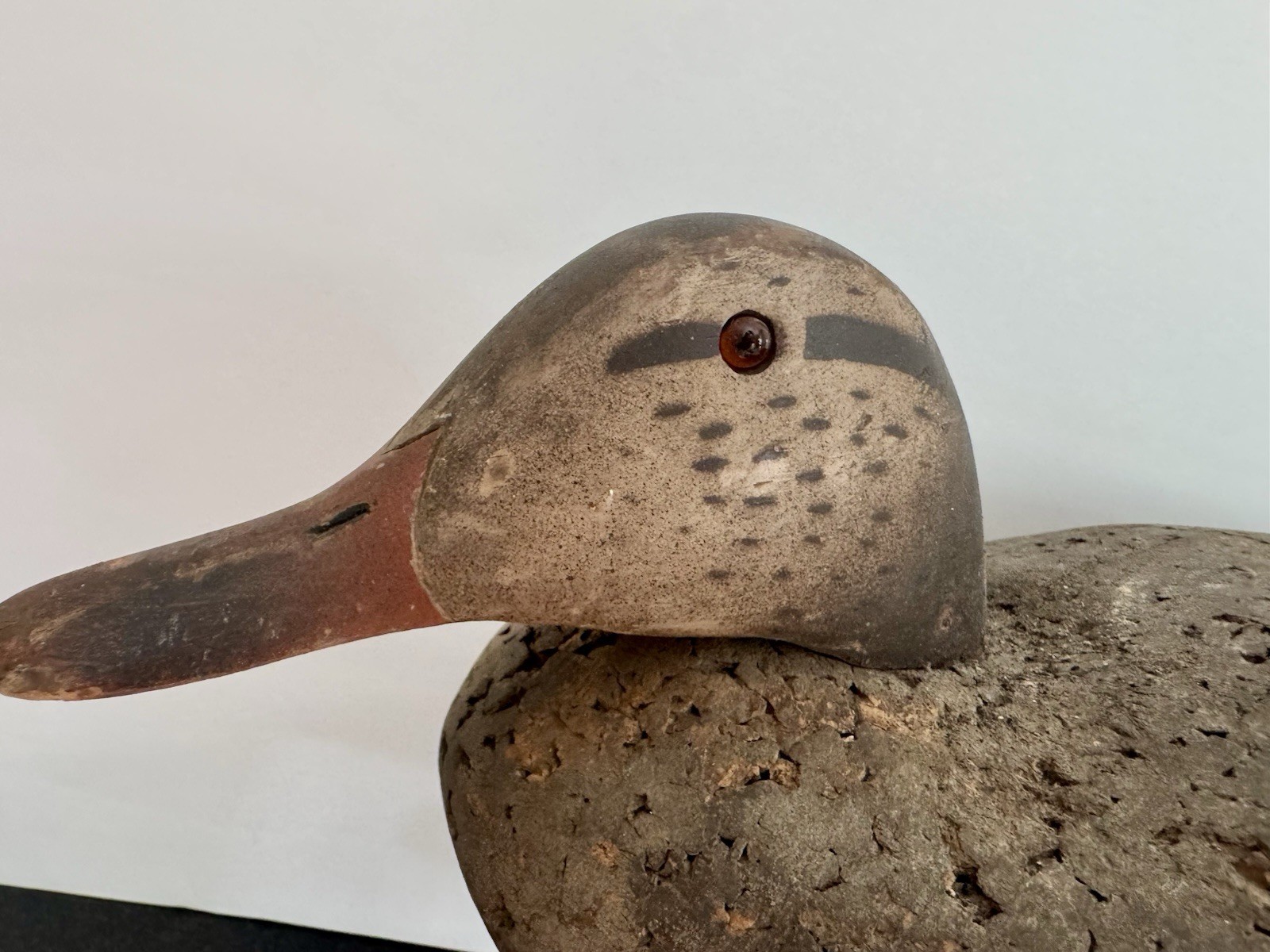 Vintage Cork Mallard George Soule Decoy? Glass Eyes Wood Head 1950s- 60s 21 Inch