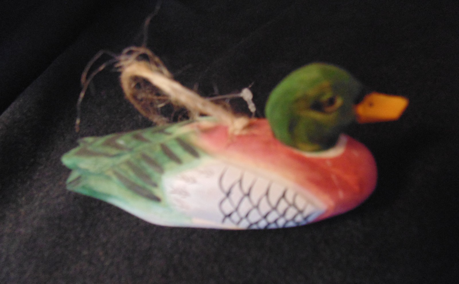 Wooden Christmas HANGING Duck Decoy ORNAMENT- 3 inches long – Vtg