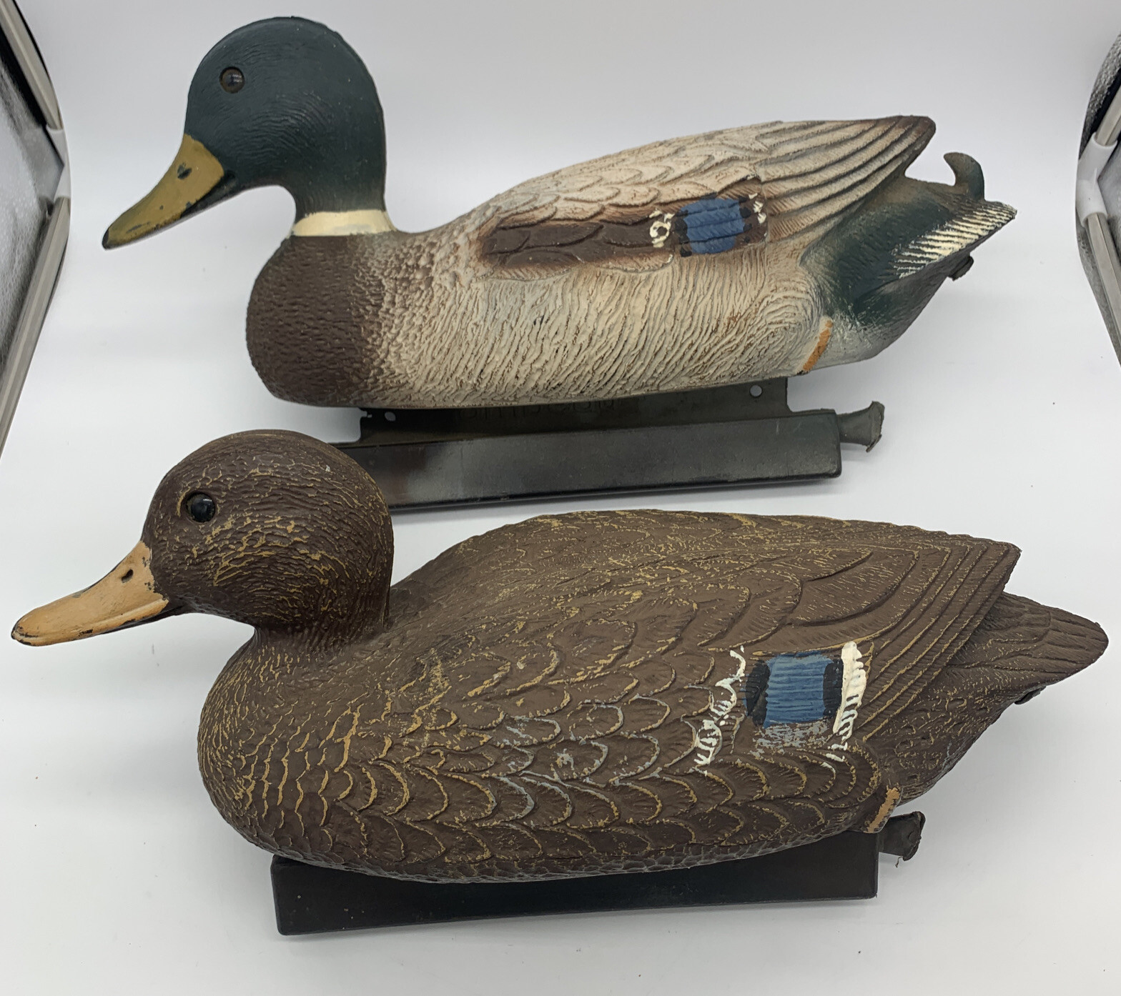 Pair of Vintage Flambeau Duck Male & Female Mallard Decoys 17”