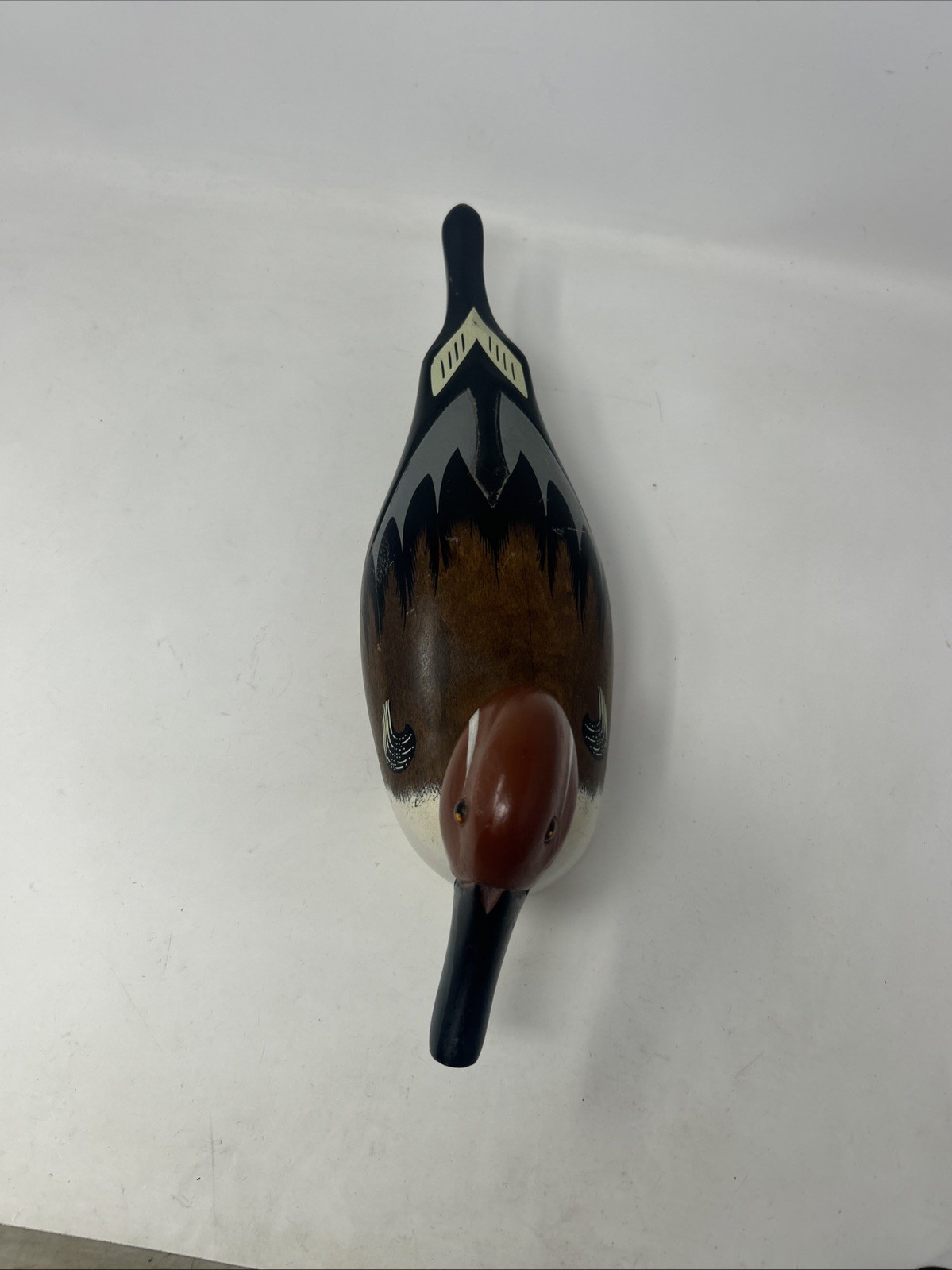 Vintage 16″ Hand Carved Painted Wood Northern Pintail Duck Decoy with Glass Eyes