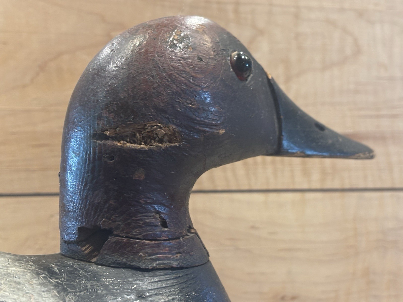 Antique Canvasback Drake Duck Decoy 16” Solid Body Turtle Back Working Overpaint