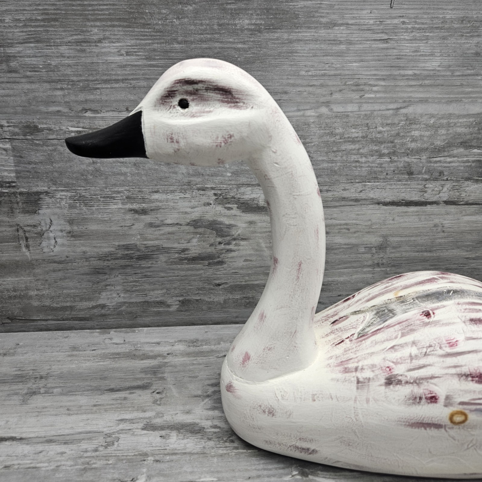Vintage Carved Wood Goose Swan Wooden Decoy Sculpture Not Signed
