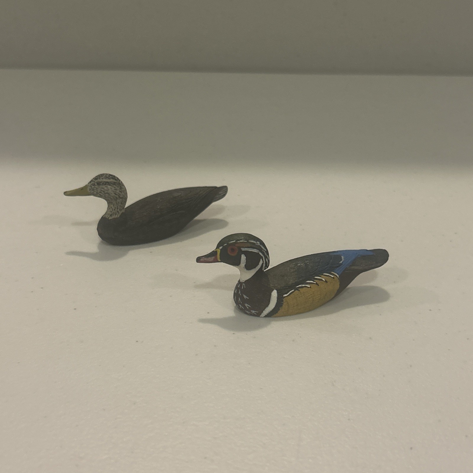 1970s Bill Callahan Signed Hand Painted Mini Pewter Mandarin Duck Decoy Pair (2)
