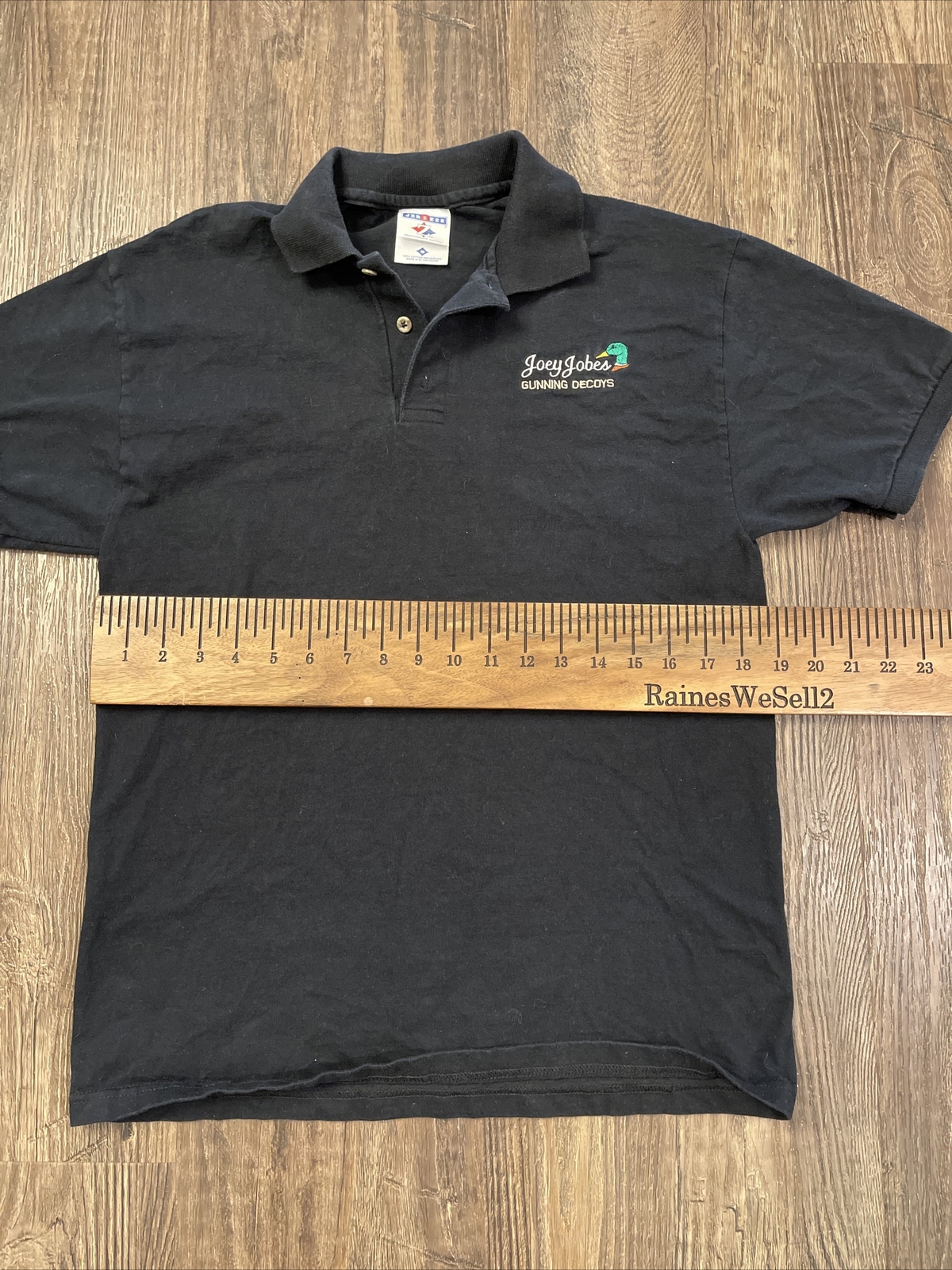Vintage Joey Jobes Gunning Decoys Duck Hunting Polo Shirt Mens Medium Black Euc