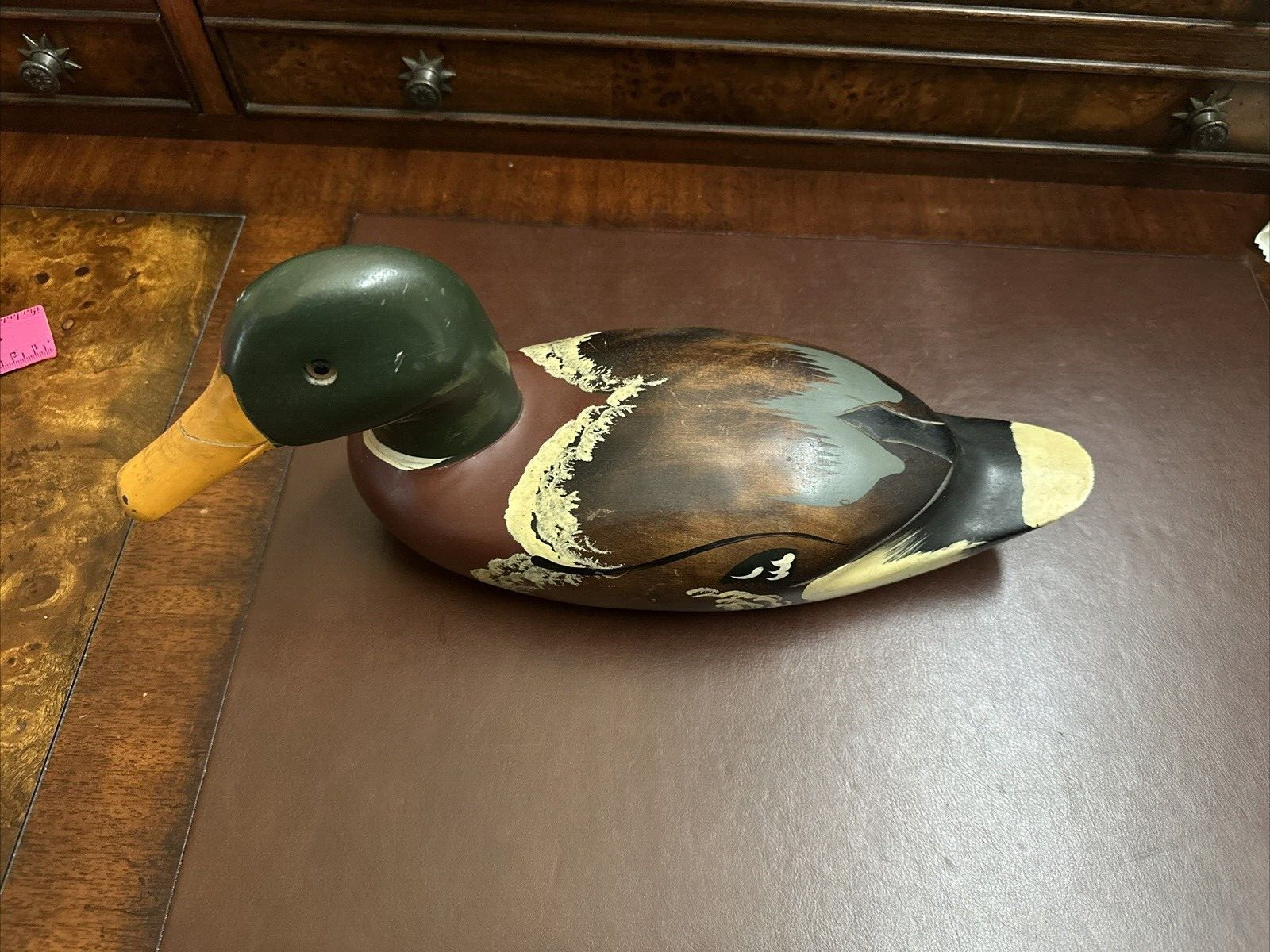 Vintage Duck Decoy 14″ Handcarved Wood Male Mallard Duck Handpainted