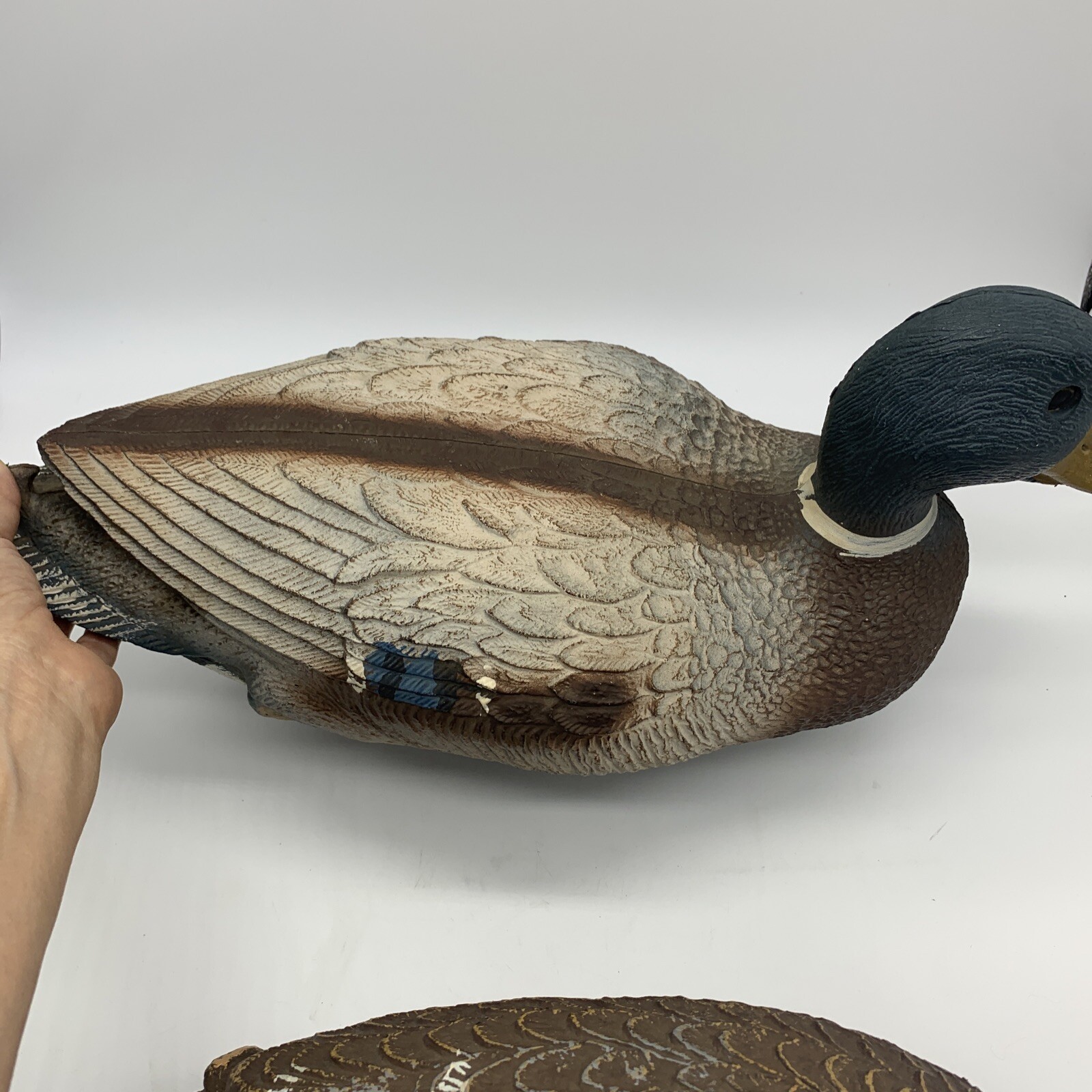 Pair of Vintage Flambeau Duck Male & Female Mallard Decoys 17”