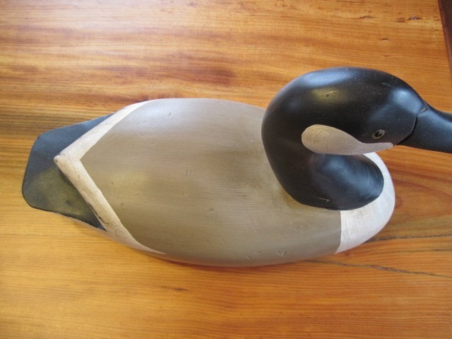 Vintage Signed G. Lowenthal Hand Carved Canadian Goose Decoy w/ Glass Eyes