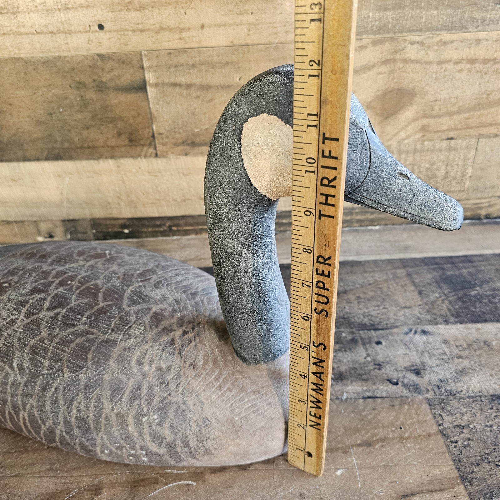 Vintage Carved Wood Canadian Goose Decoy Signed RJK