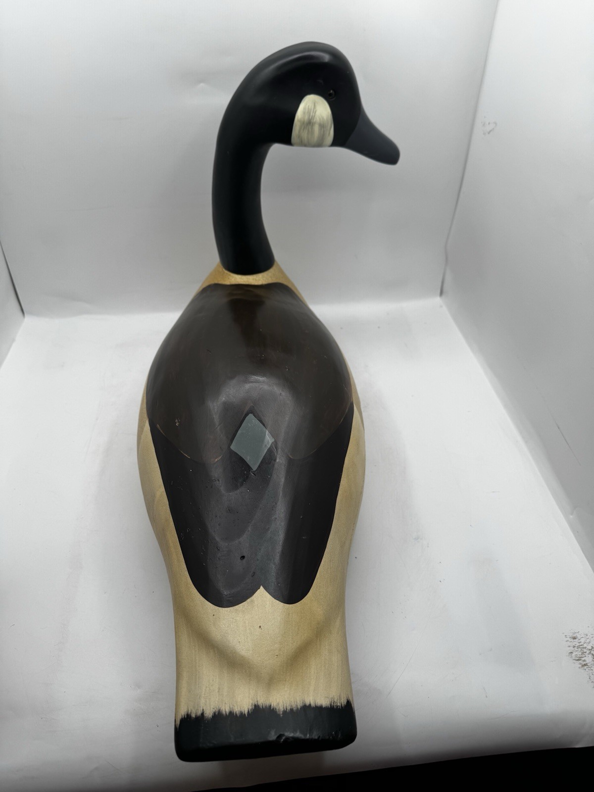 Vintage Large Hand Carved Canada Goose Wood Decoy Removable Head Folk Art 24”.