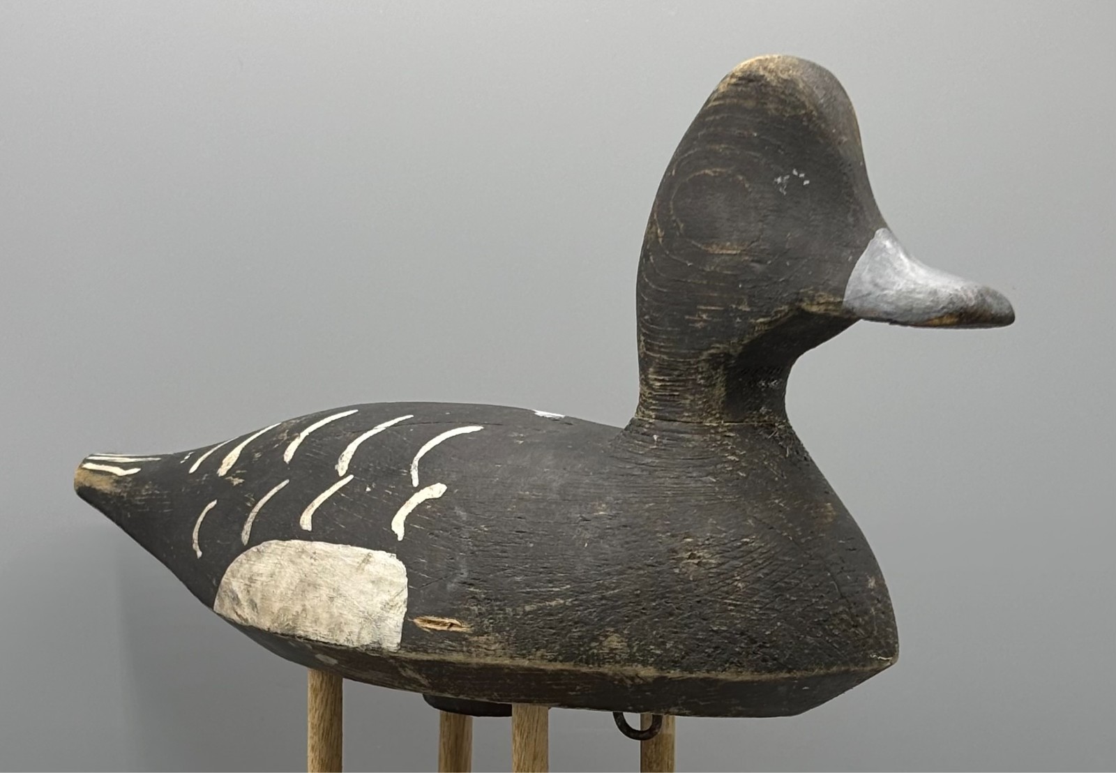 GANANOQUE, ONTARIO ***ORIGINAL PAINT*** BLUEBILL DRAKE ANTIQUE WOODEN DUCK DECOY
