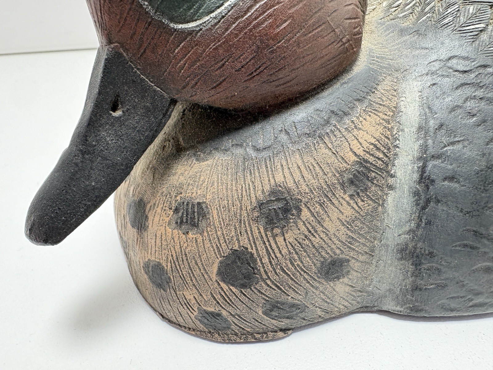 Vintage 10″ Green Winged Teal Ceramic Duck Decoy