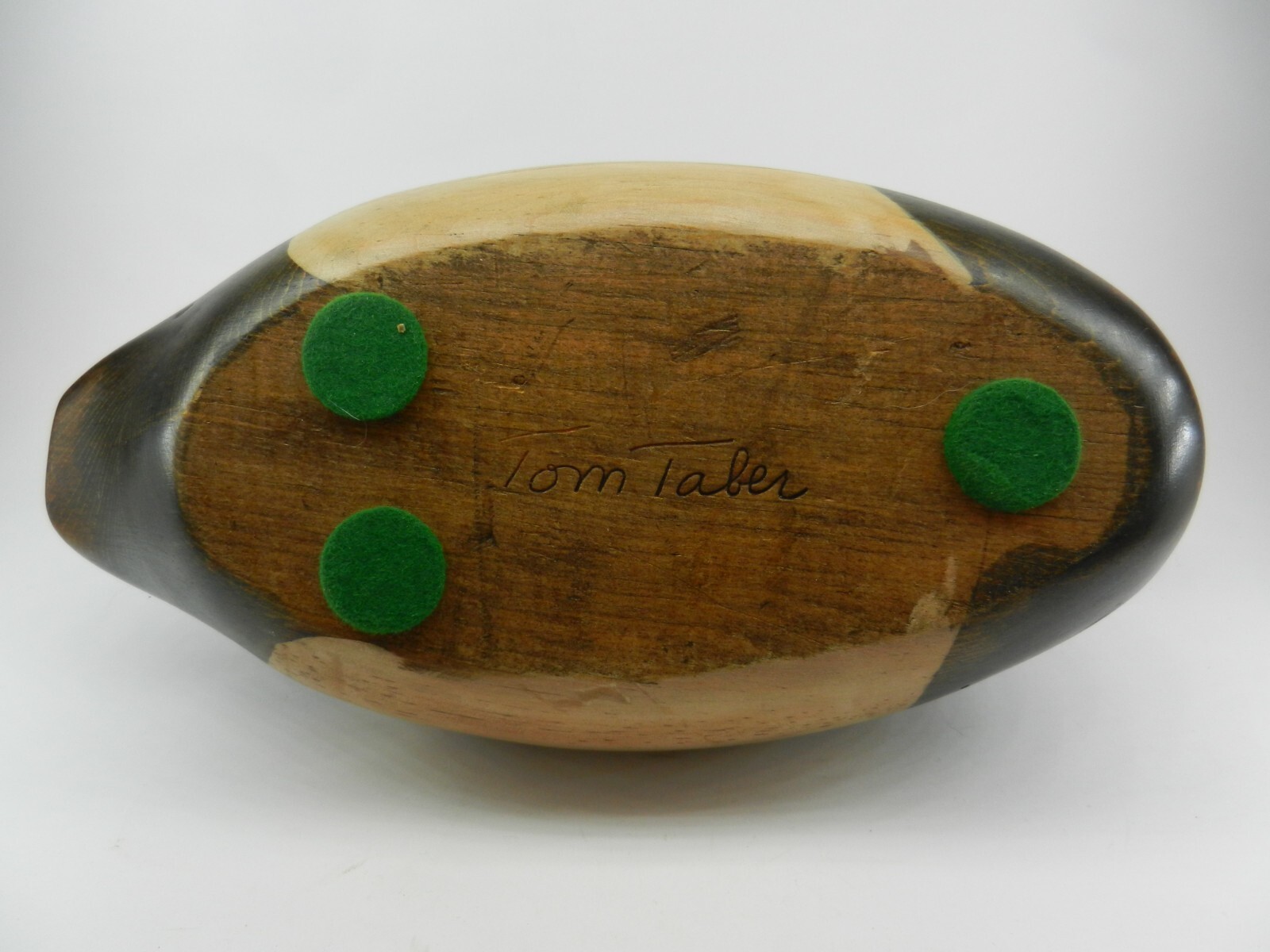 Estate Find Rare 1980’s Tom Taber Carved Wood Decoy Duck Signed – Excellent!!