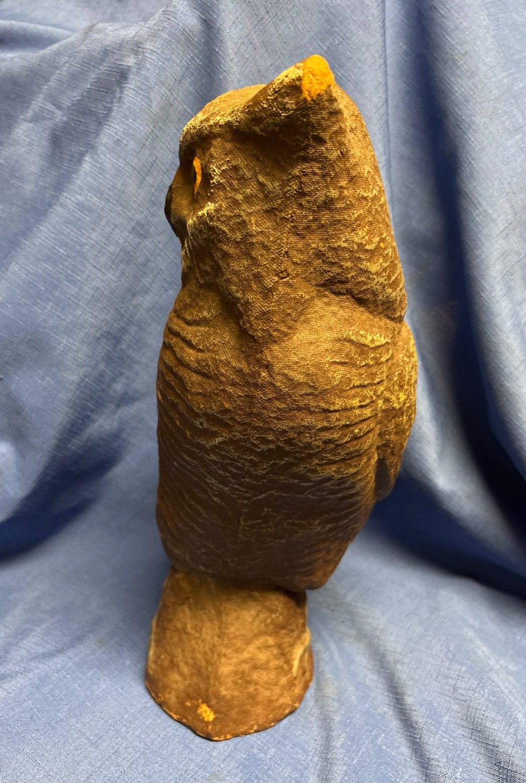VINTAGE PAPER MACHE CARRY-LITE OWL DECOY 13″ TALL – ORIGINAL PAINT