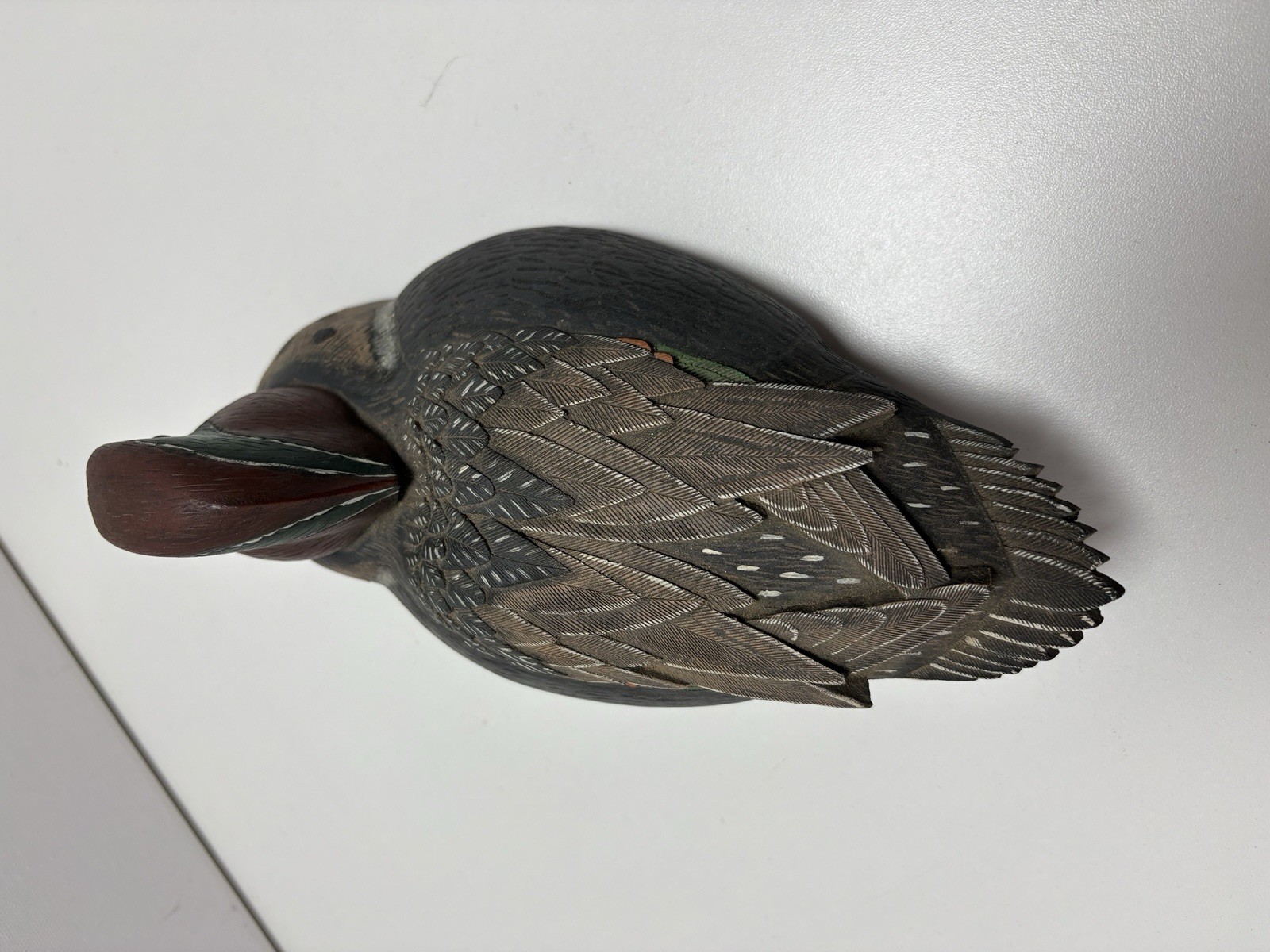 Vintage 10″ Green Winged Teal Ceramic Duck Decoy