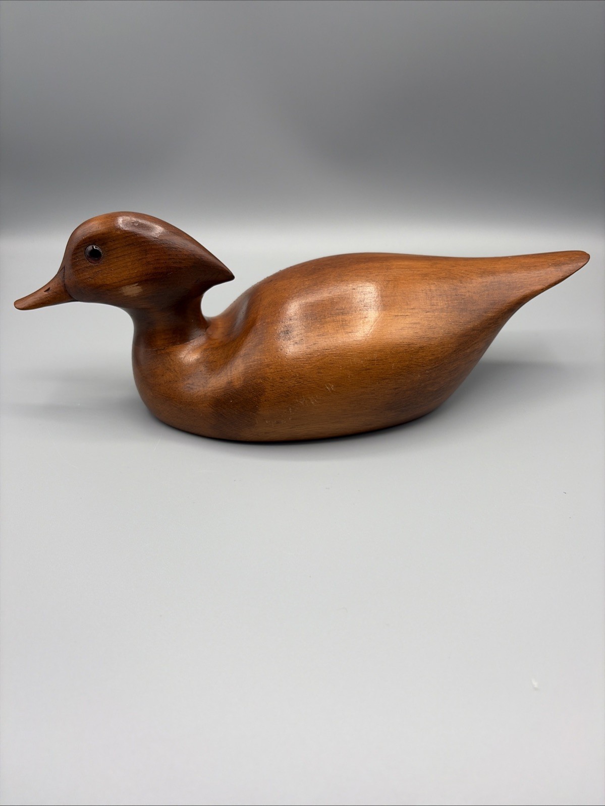 Vintage Handcarved Wooden Signed Don Bashore 1982 Wood Duck Decoy w/ Glass Eyes