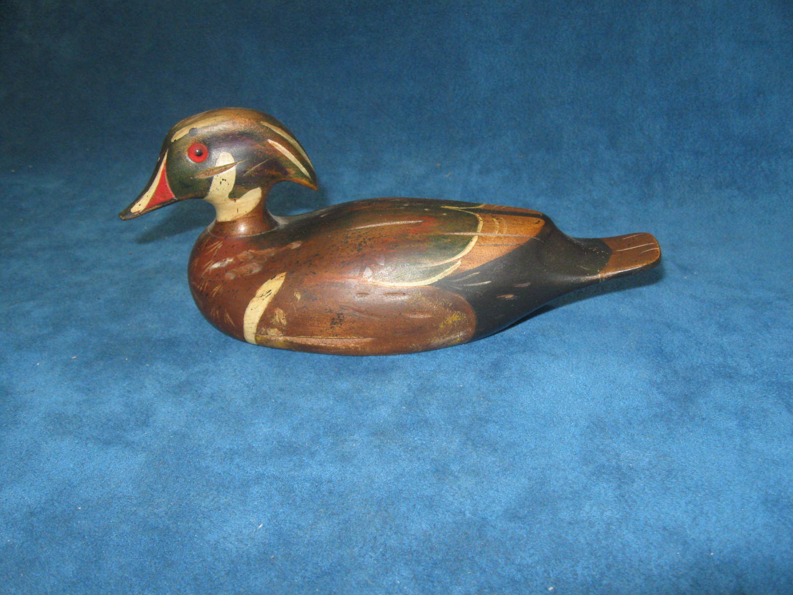 Vtg 7″ Miniature DUCK DECOY “A Wooden Bird Factory”..Glass Eyes…Signed…NICE!