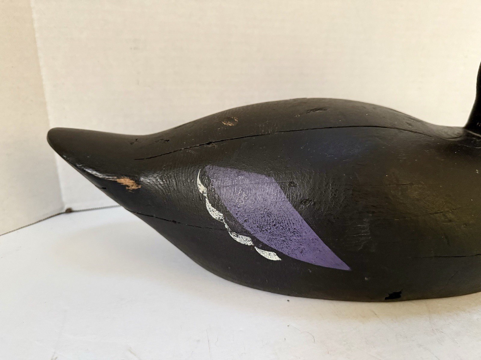 Black Duck Decoy – Joe Lincoln Style, Glass Eyes, Turned Head, Repaint, Unsigned