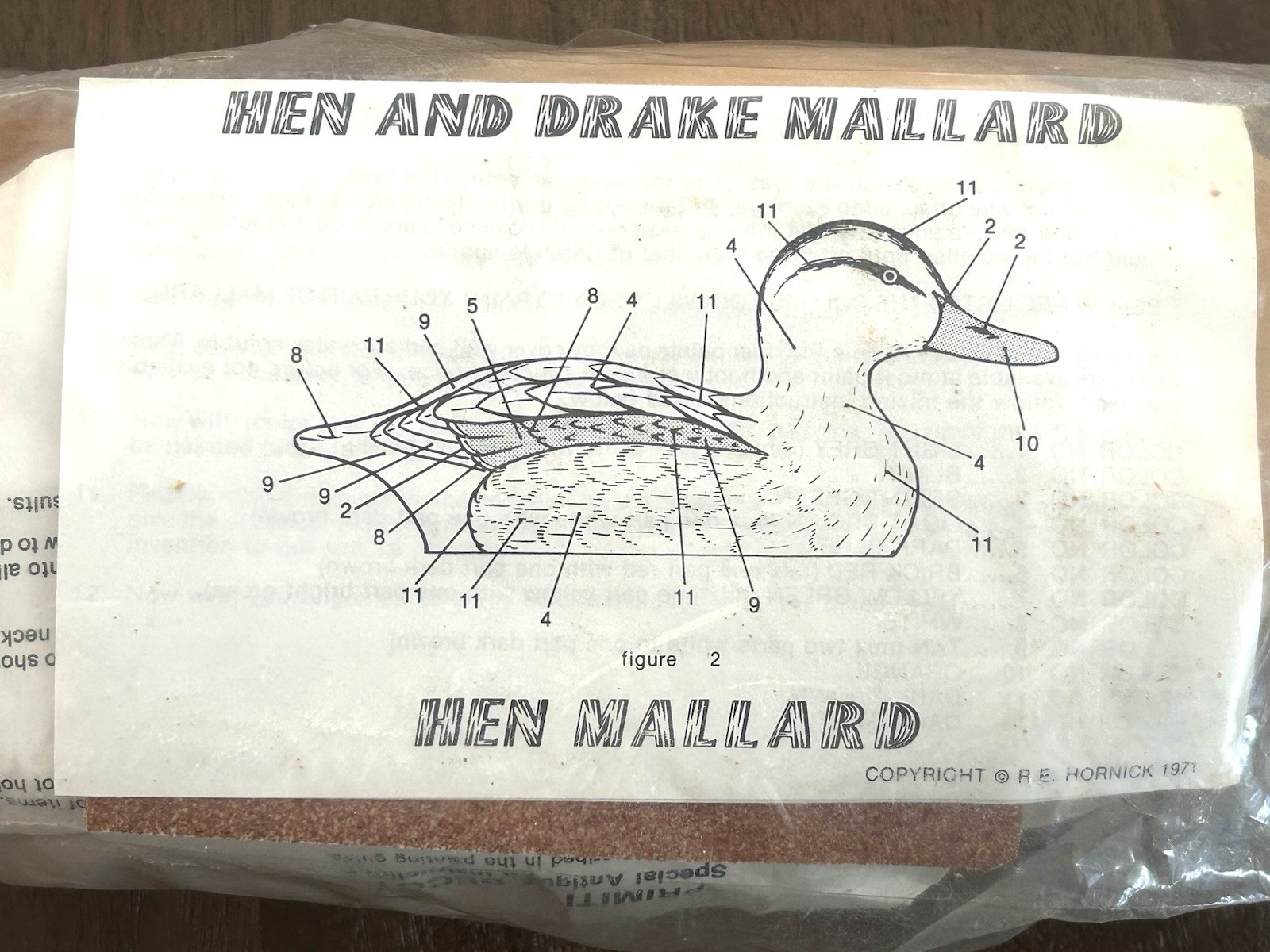 Vintage Bay Country Woodcrafts Solid Wood Duck Decoy Kit Primitive Mallard 1971