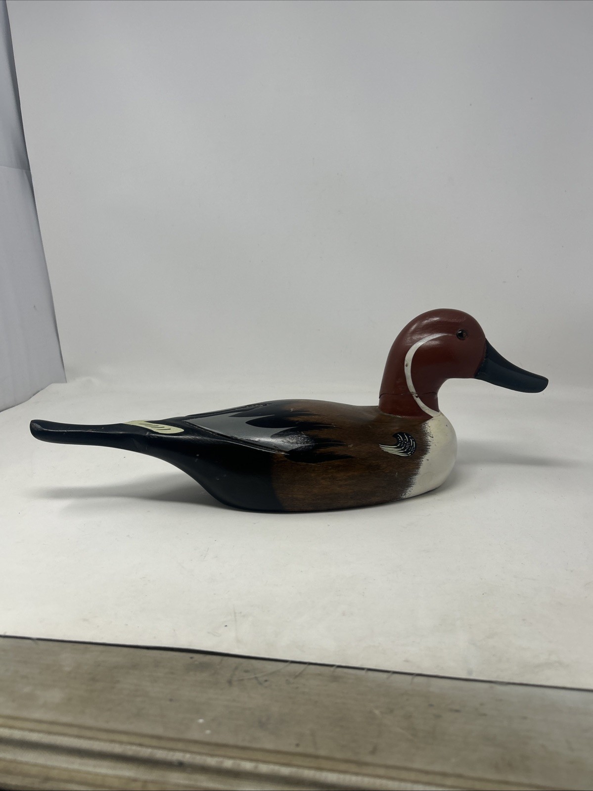 Vintage 16″ Hand Carved Painted Wood Northern Pintail Duck Decoy with Glass Eyes