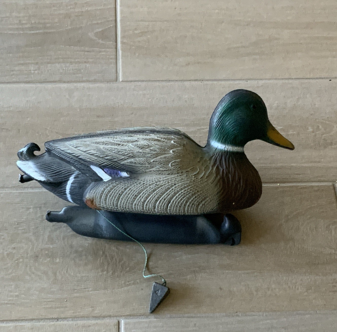 1996 Flambeau Male Mallard Duck Decoy Vintage Plastic Made In USA With Weight