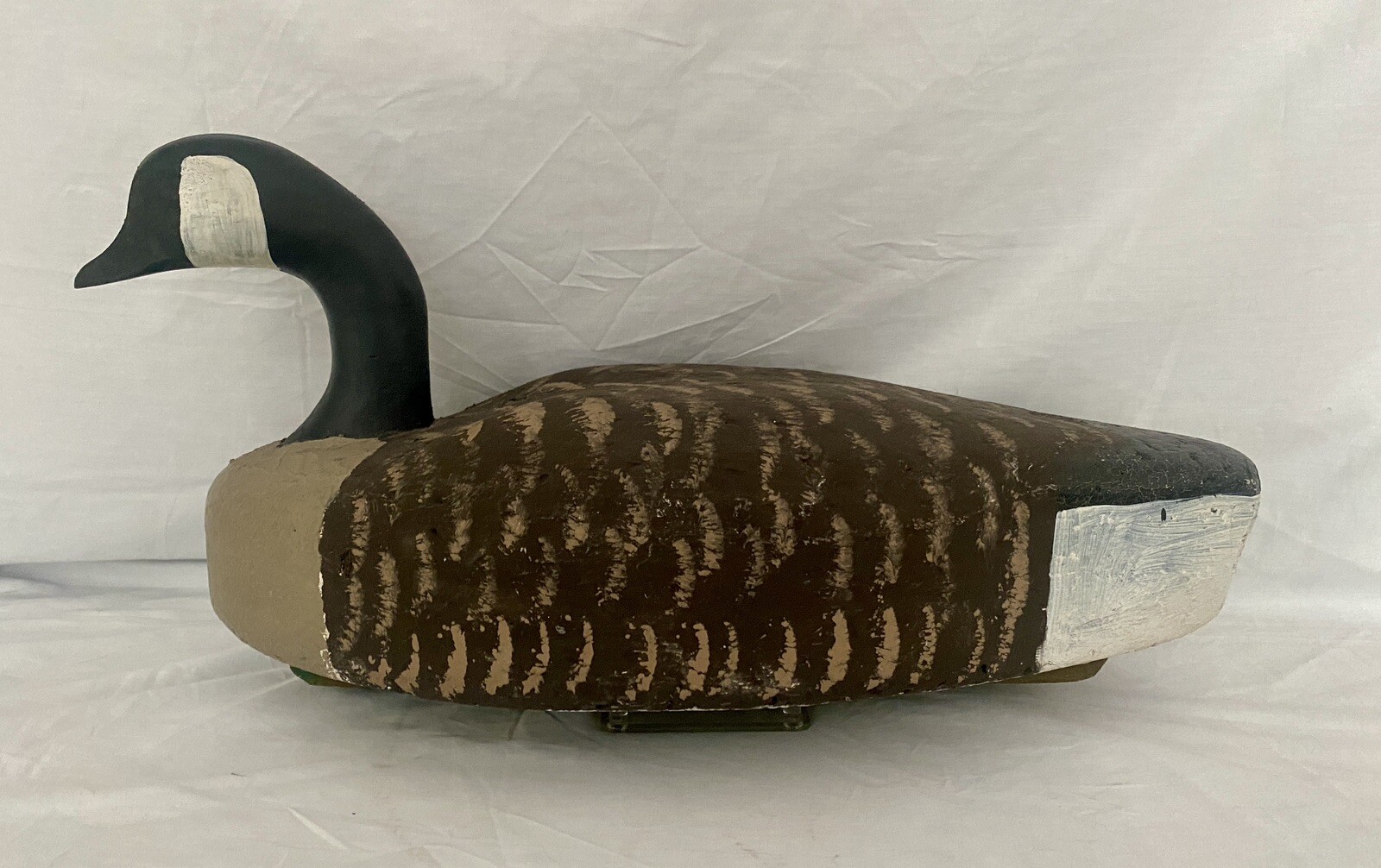 Vintage Corker Canada Goose Duck Decoy w/Wood Head, Weighted, Signed OM on Keel