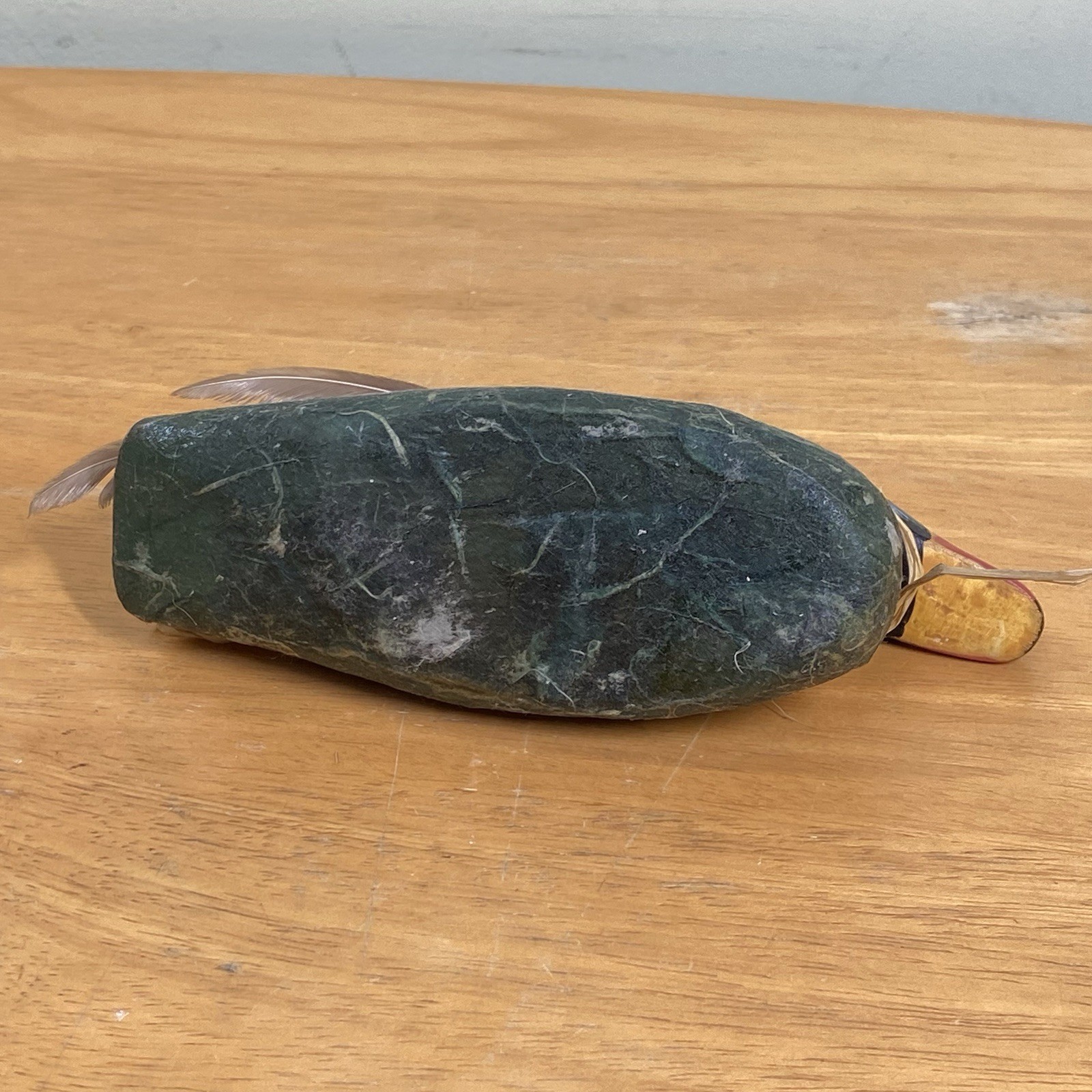 Vintage Hand Made 6-inch Carved Wooden Duck Decoy Green Primitive Home Decor