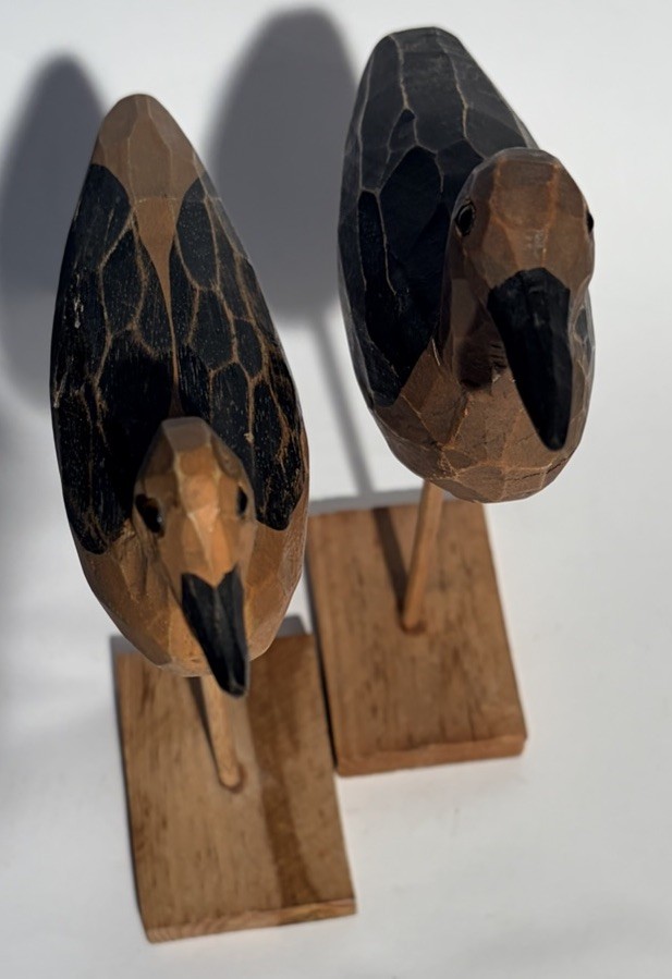 Vintage Hand Carved Wooden Shorebird Bird Decoy Nautical Folk Art Set