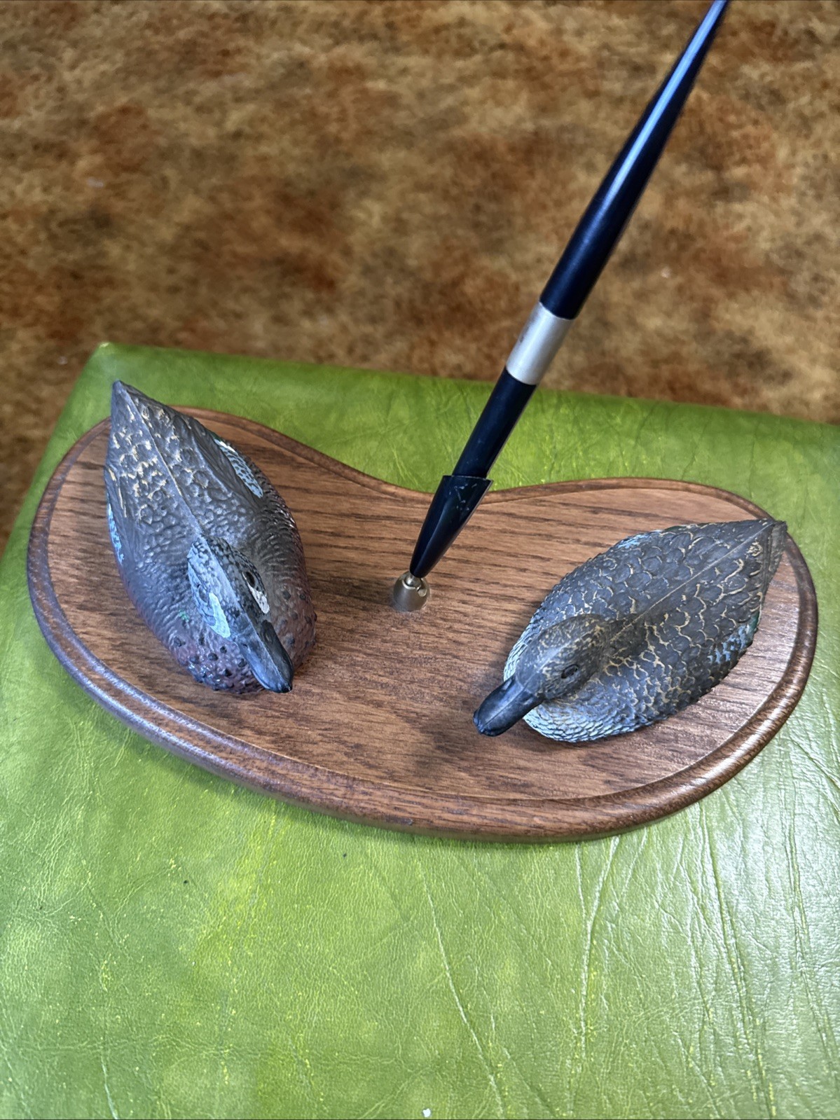 2 VTG Miniature Carry-Lite Salesman Sample Teal DUCK Decoys SPORT PLAST Pen Set