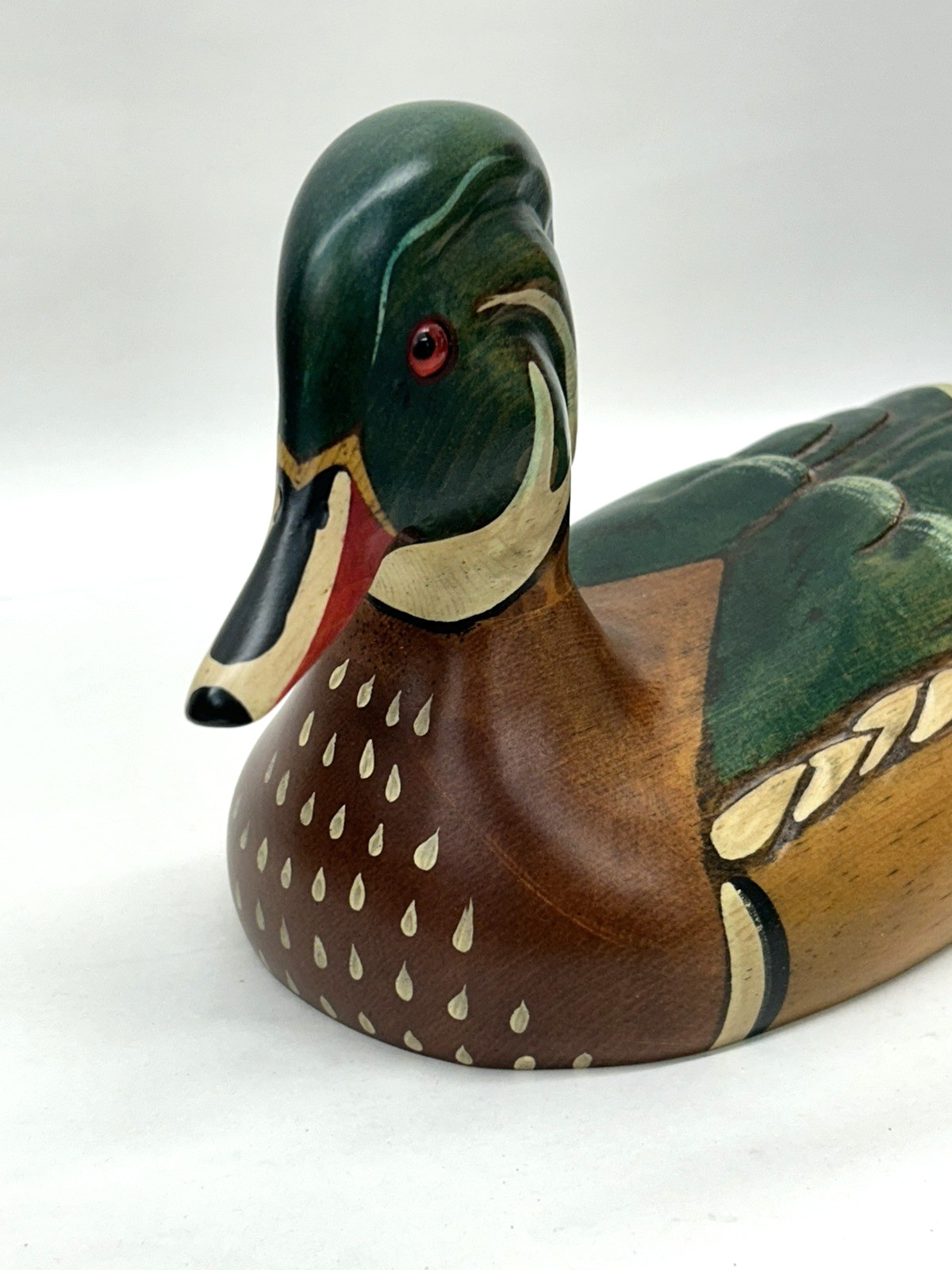 Vintage Wood Duck Drake Decoy Ducks Unlimited Signed Kristy Jones 16″
