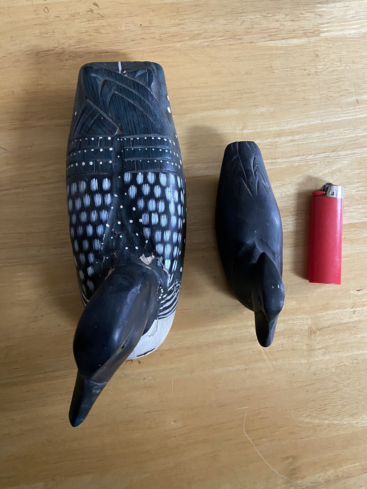 CARVED DUCK DECORATION BLACK HAND PAINTED , BUYER TAKES BOTH 🦆