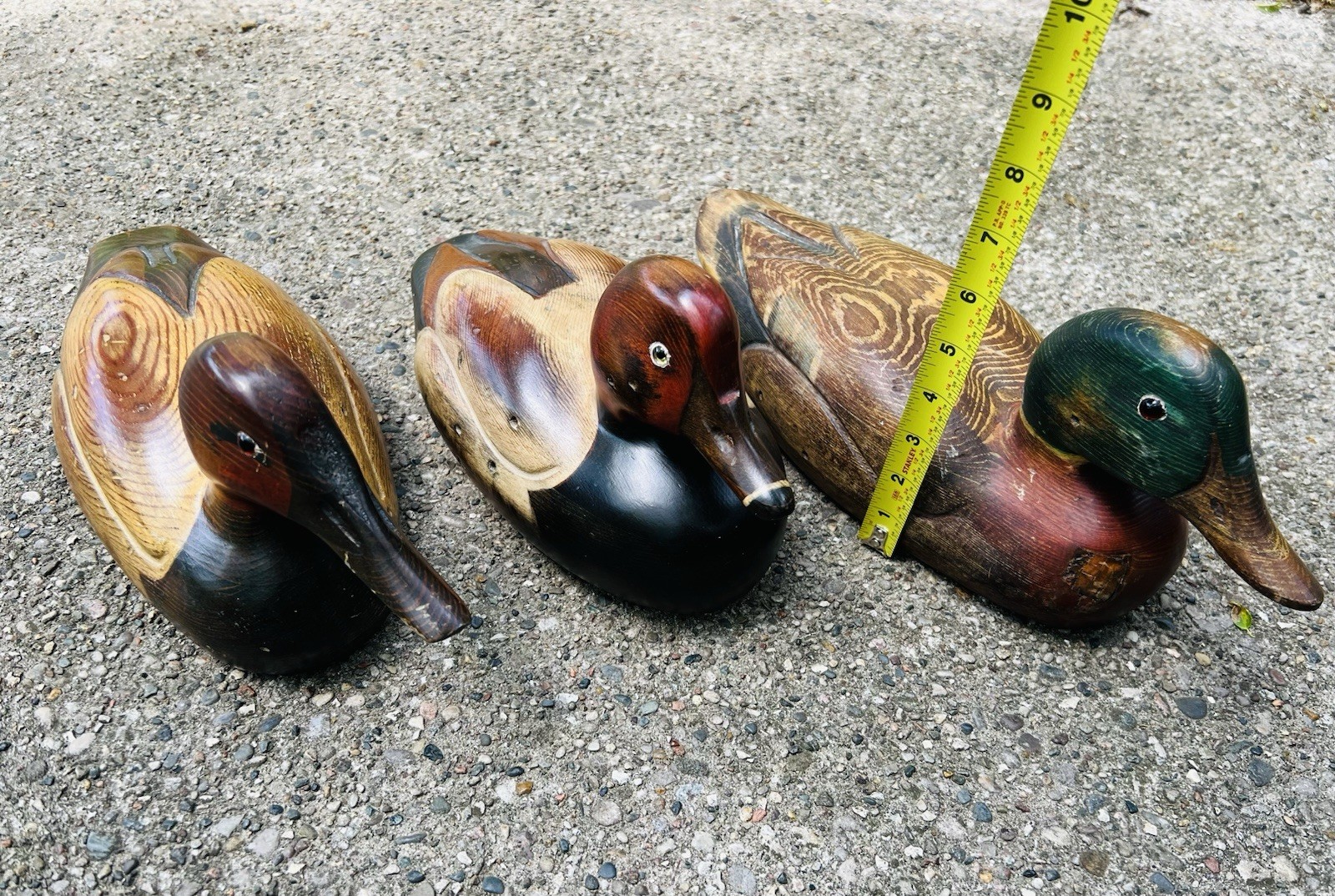 Vintage Tom Taber 1979 Carved Wood Decoy Duck Lot Of 3 Signed