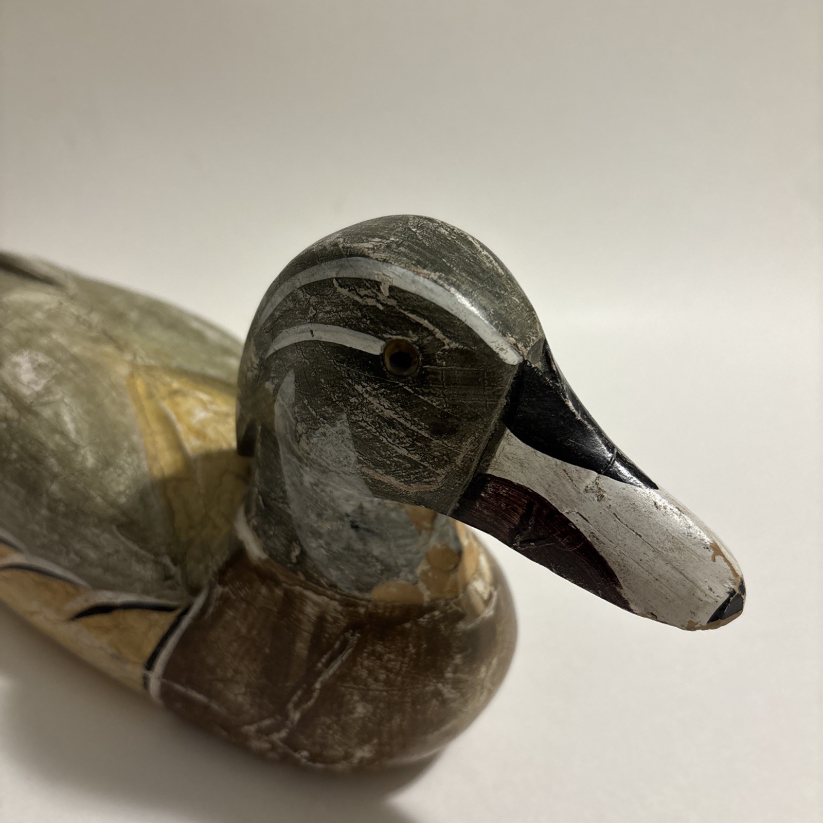 Vintage Hand Carved Widgeon Drake Duck Decoy Glass Eyes Unsigned