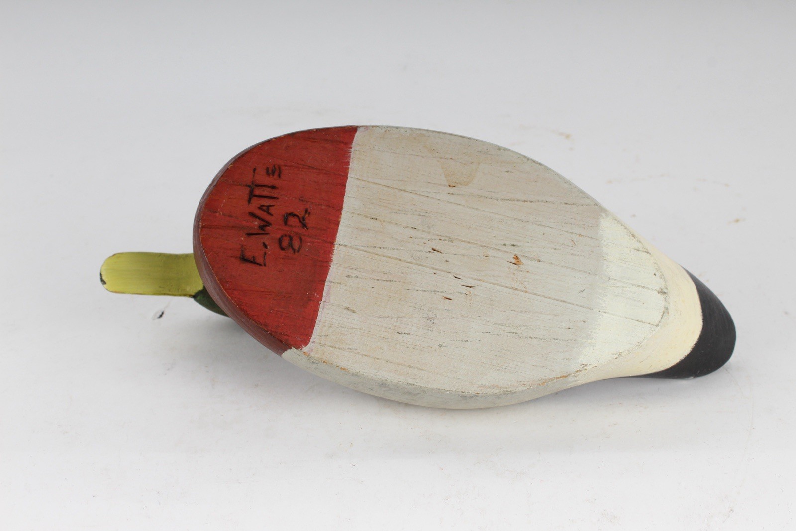E. Watts – Wooden Duck Decoy Hand Carved Painted 1982 Vintage MARYLAND