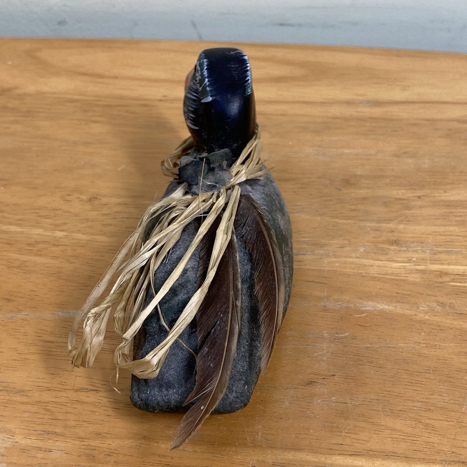 Vintage Hand Made 6-inch Carved Wooden Duck Decoy Green Primitive Home Decor