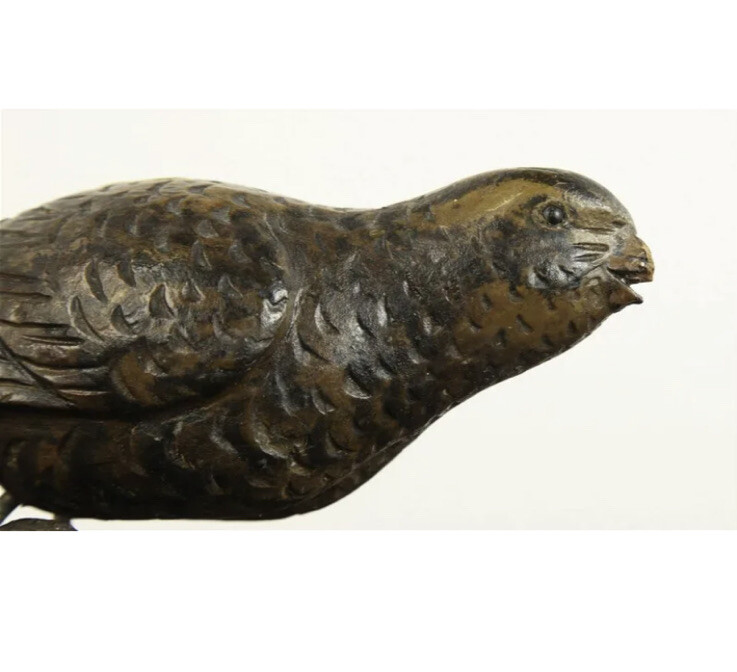 ANTIQUE BIRD DECOY -HAND CARVED- 19th Century WOOD BASE Shore or Song Folk Art