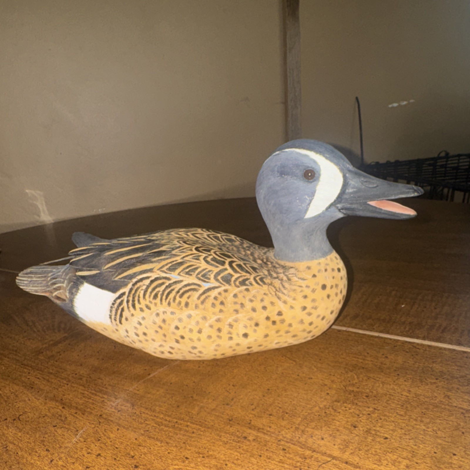 A Wooden Bird Factory Blue-Winged Teal Duck Decoy Wood Hand Carved Vintage