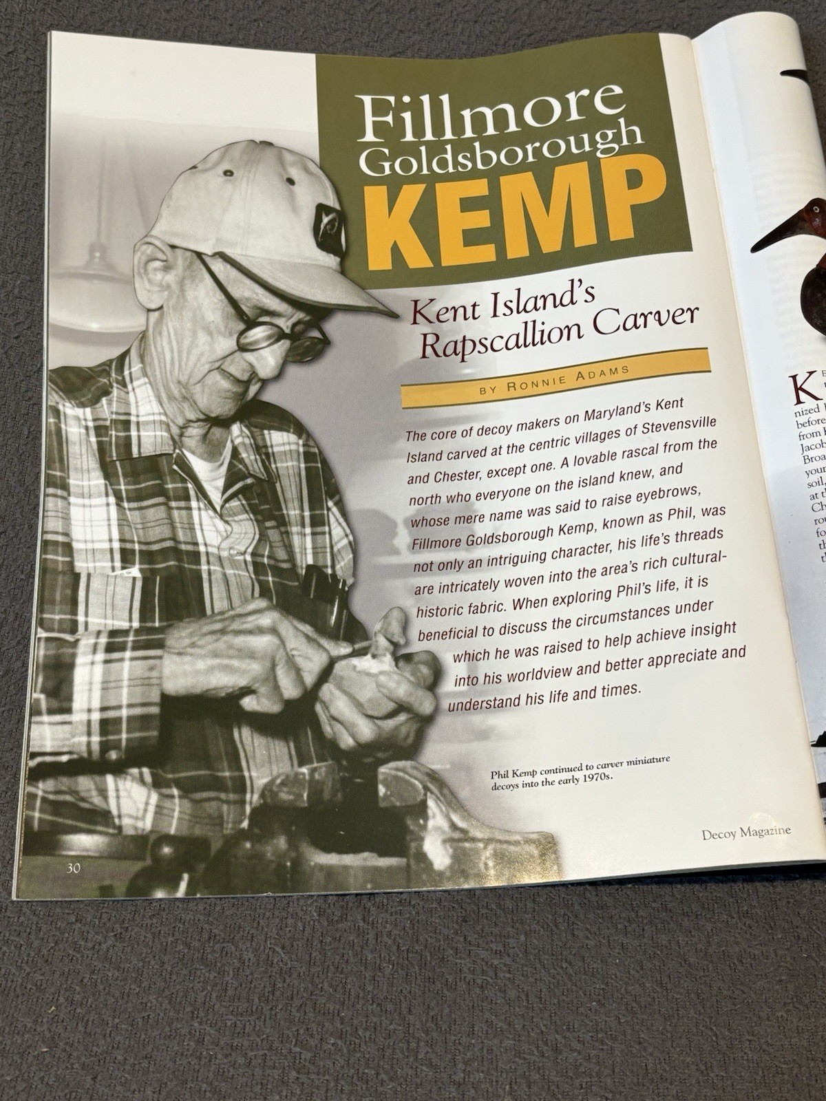 Vintage Phil Kemp Wooden Miniature Carved Kent Island Decoy Canvasback Ca. 1960s