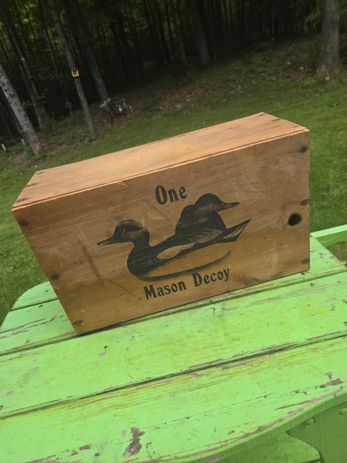 Vintage One Mason Duck Decoy Wood Shipping Crate 19 1/2″× 11 1/2″× 8″