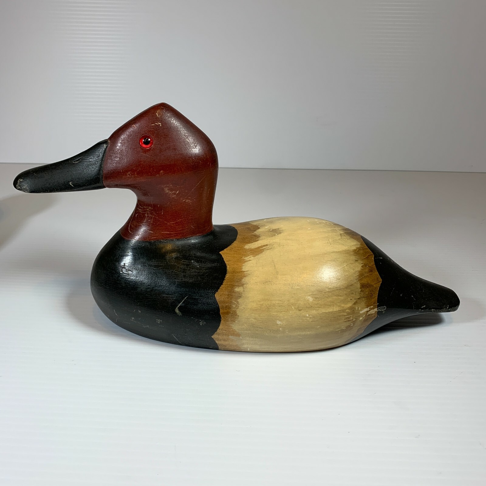 Ron Fisher signed Hand-Carved Hand-Painted Red Headed Duck Decoy