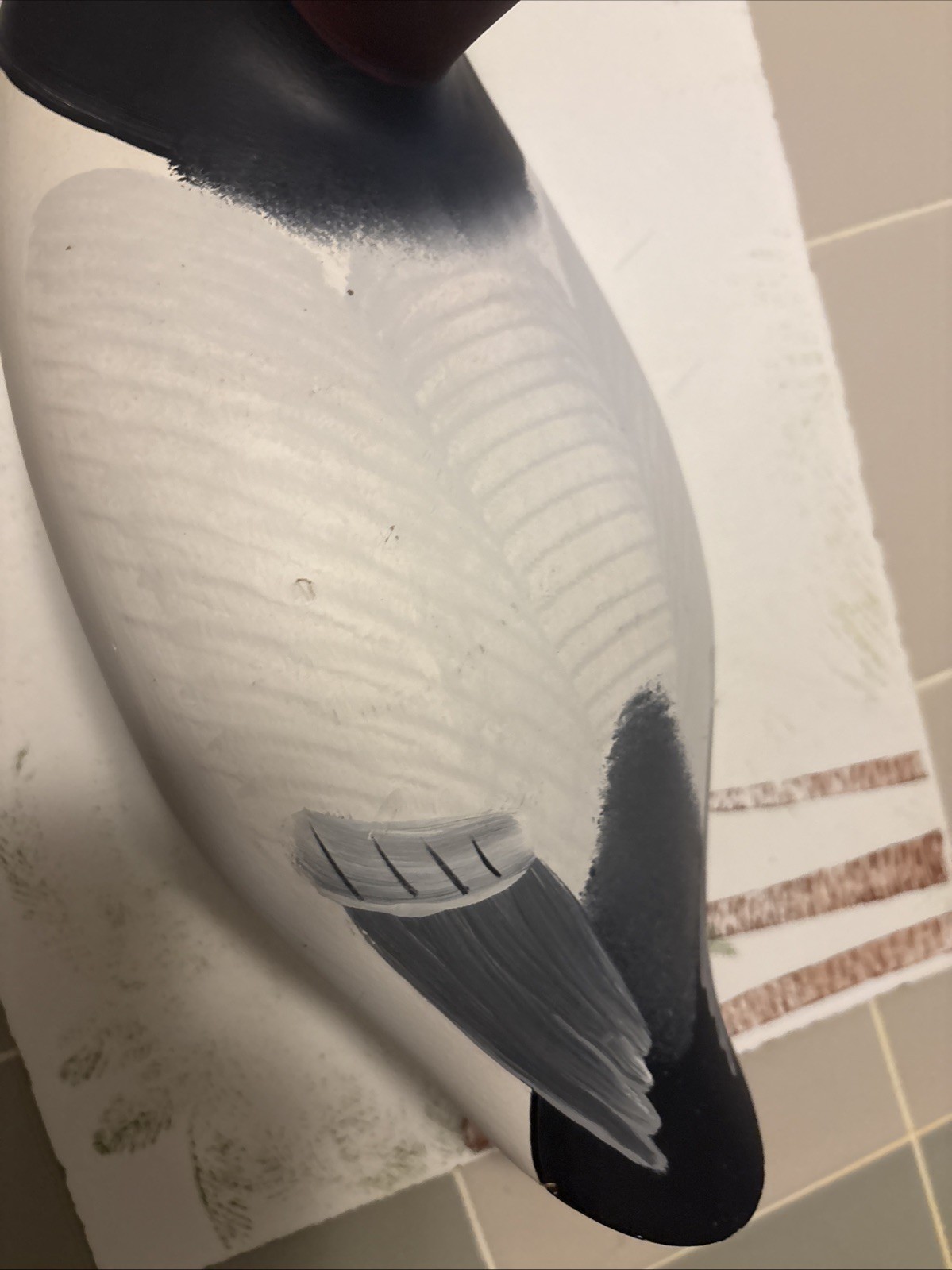 Canvasback Drake decoy by Patrick Vincenti, 1989 solid wood.