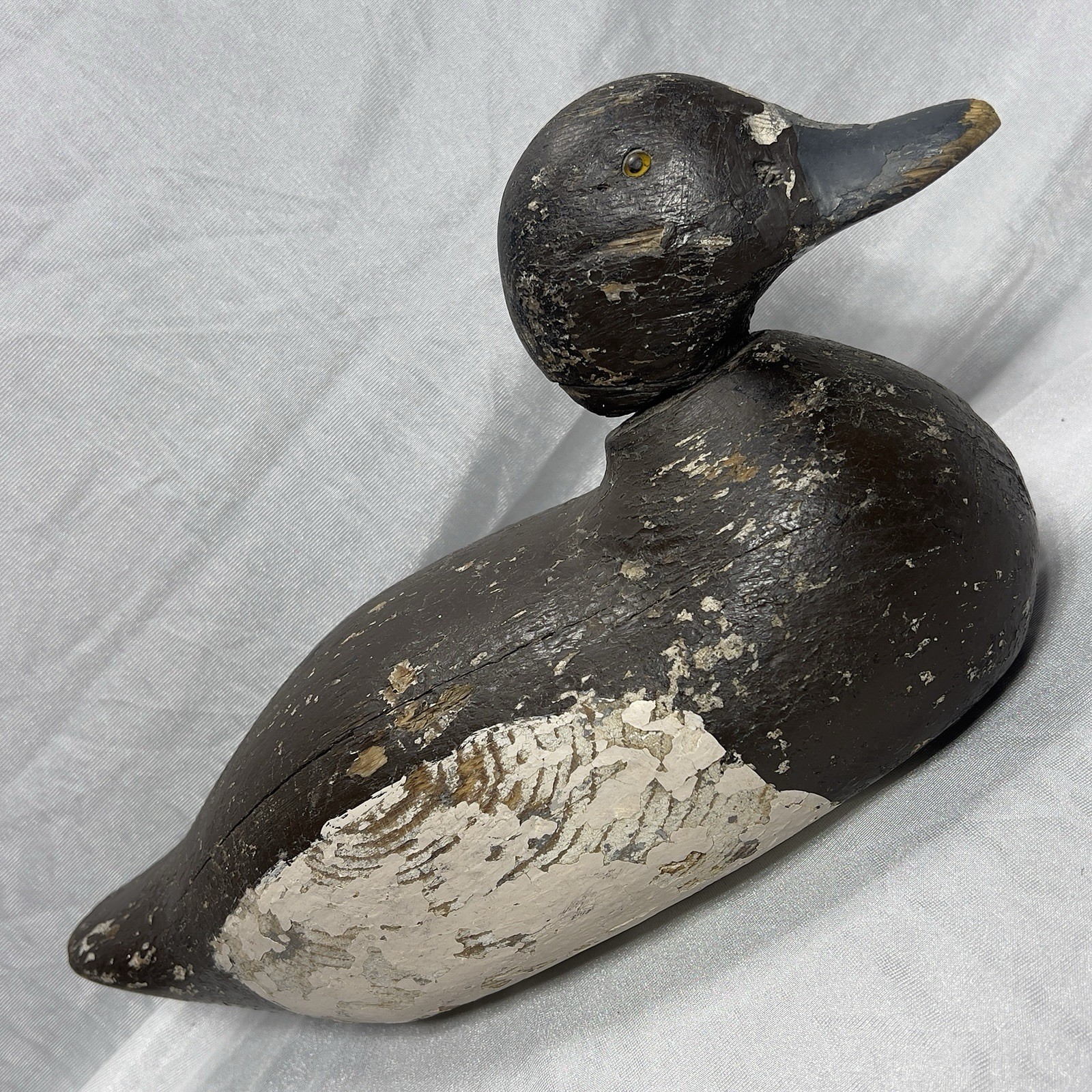 Antique Mason Challenge Grade Decoy Glass Eye Solid Wood Working Repaint Hunting