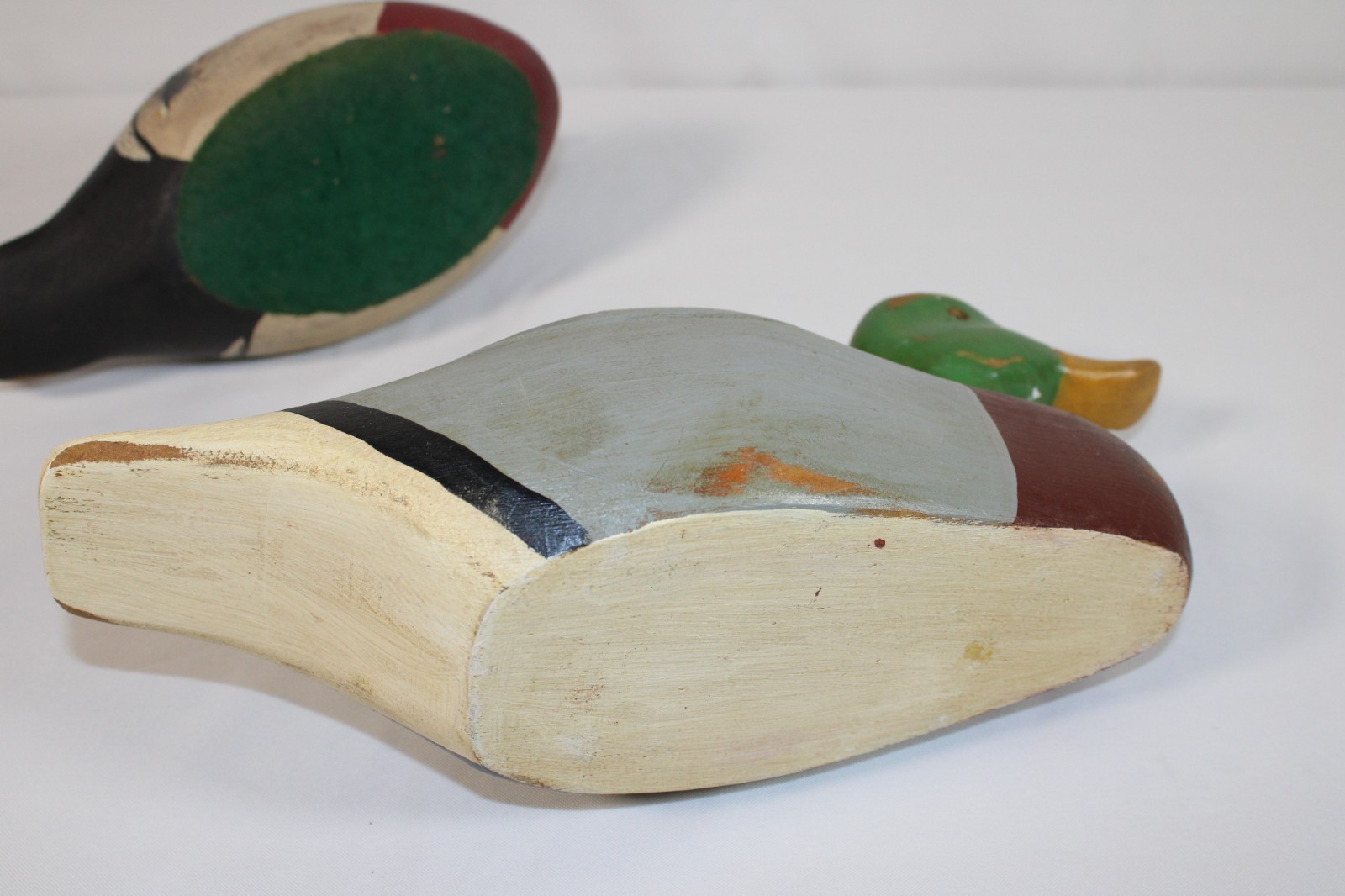 Vintage Lot 2 Drake Male Mallard Hand Carved Painted Wood Duck Decoy